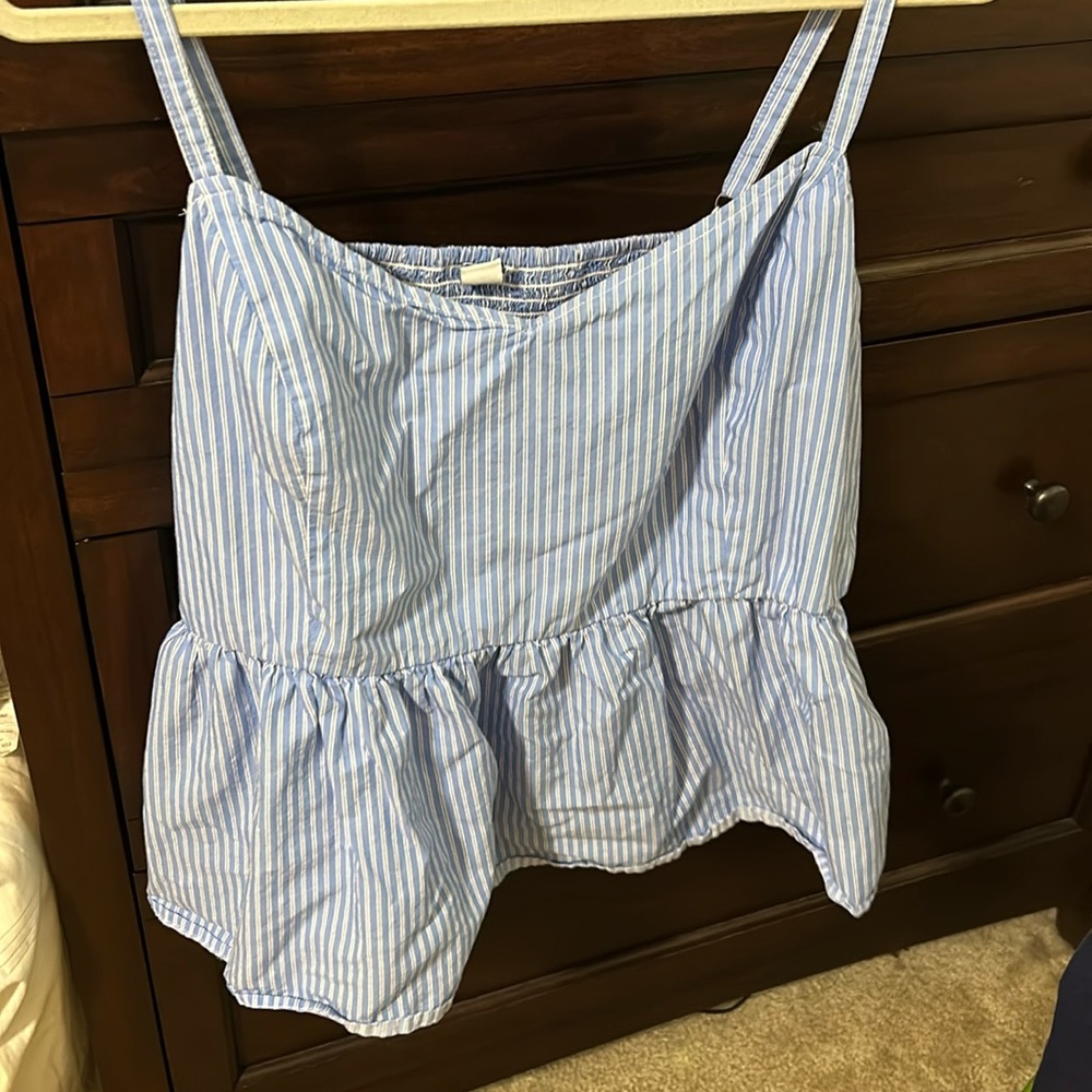 Periwinkle striped peplum top sz XXL